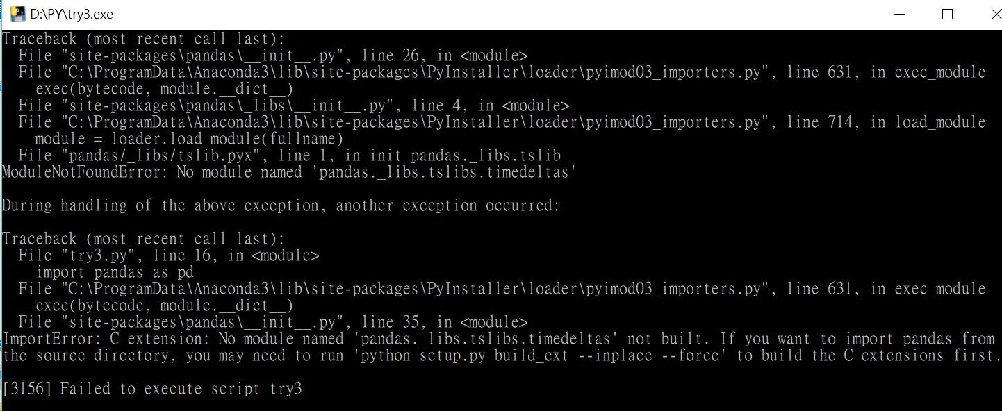 MODULENOTFOUNDERROR: no Module named 'Pandas'. MODULENOTFOUNDERROR: no Module named 'onnxruntime'. MODULENOTFOUNDERROR: no Module named 'openpyxl'. Anaconda pyinstaller.