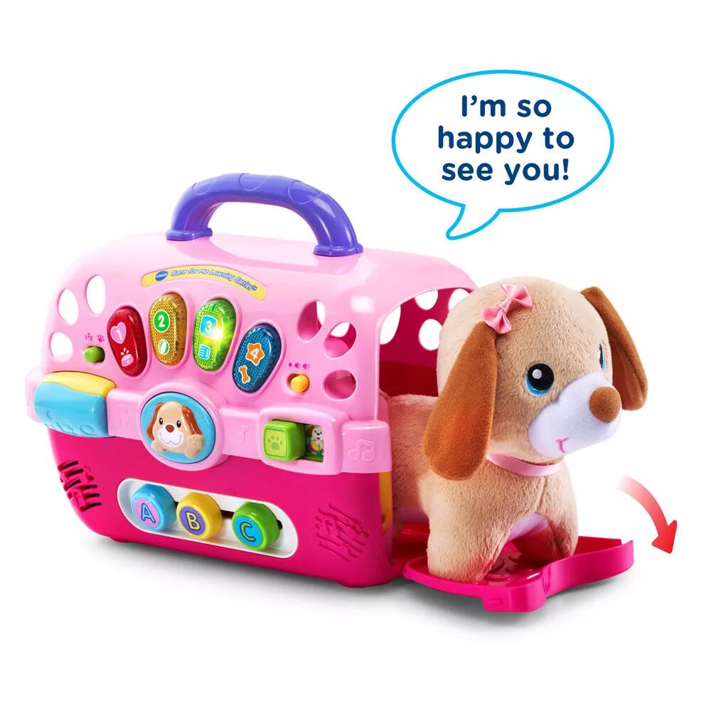 Что подарить девочке 1.5 года на новый. Vtech care for me learning carrier. vtech собака интерактивная. игрушки для девочек 2 года. игрушки для девочек 4 года.