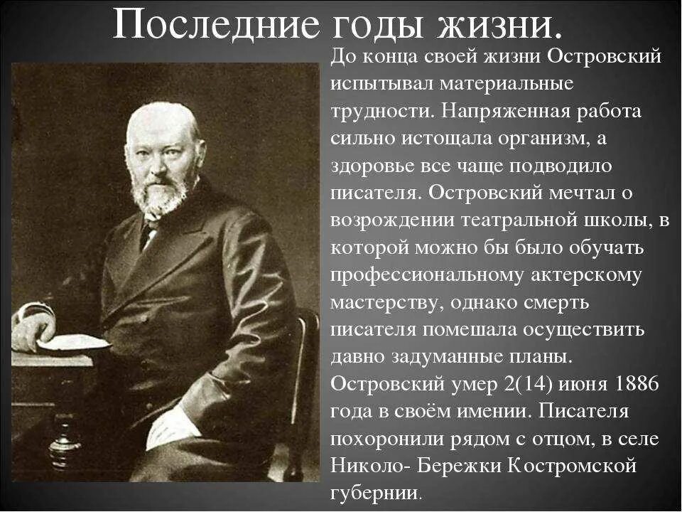 Островский 1884. А Н Островский отец.