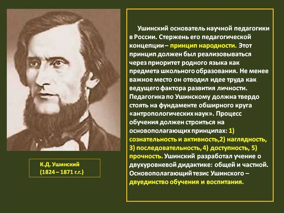 Направления научной мысли. Ушинский основатель научной педагогики. К.Д Ушинский основоположник научной. Ушинский к д педагогика. К. Д. Ушинский (1824-1871).