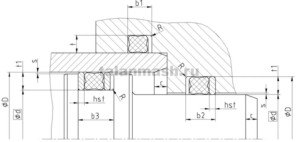 O ring din 3771. Канавка под кольцо din 3771.