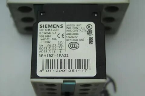 Siemens GB14048.5-2001 AUX Contacts 3RH1921-1FA22.