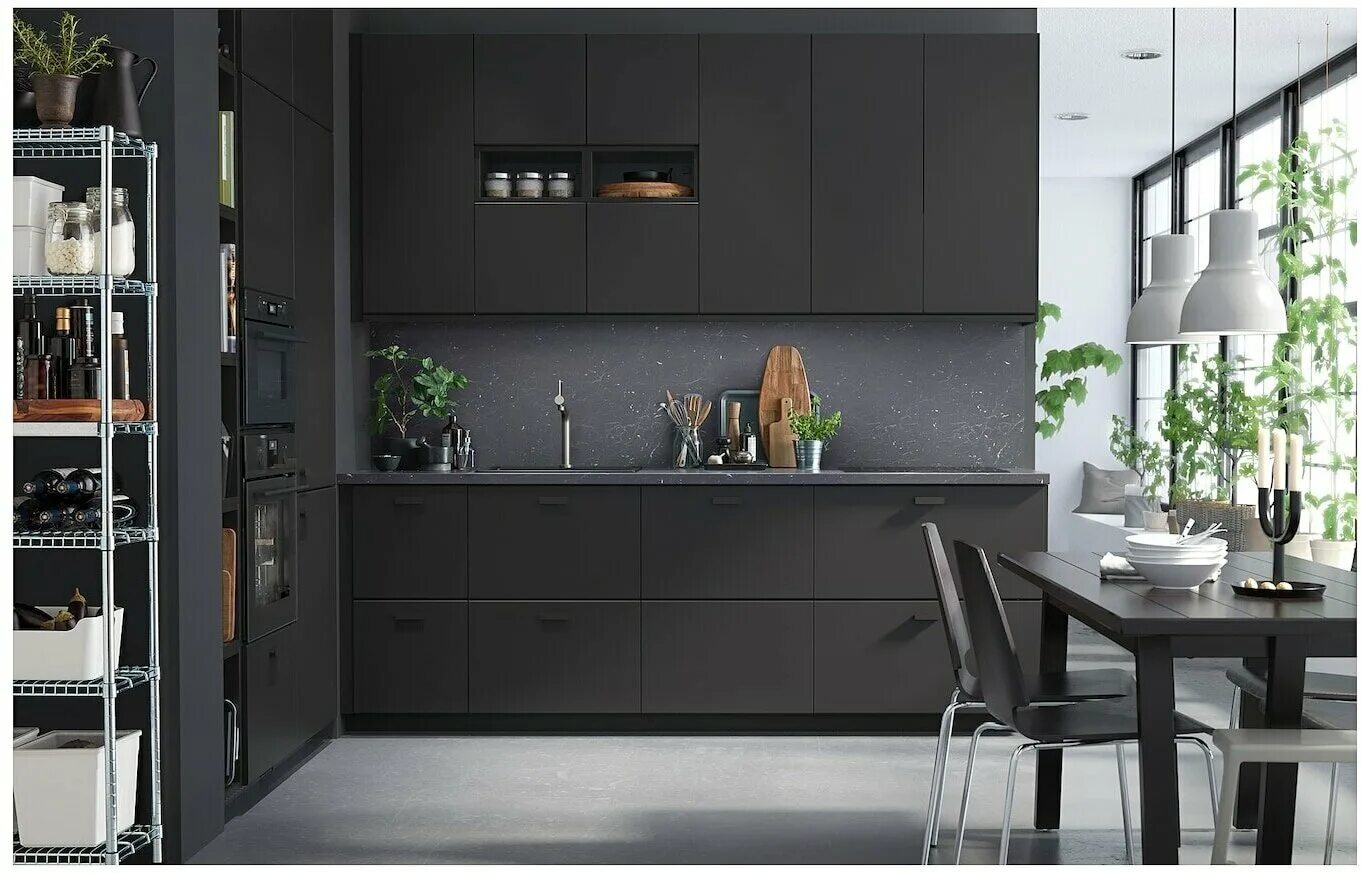 темно серая кухня. темно серый фасад кухни. серая кухня ikea. темно серый фасад кухни. кухня икеа юдевалла.
