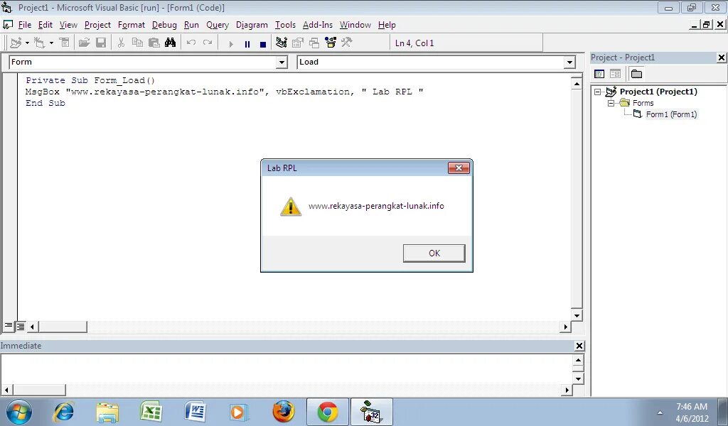 Messagebox c form