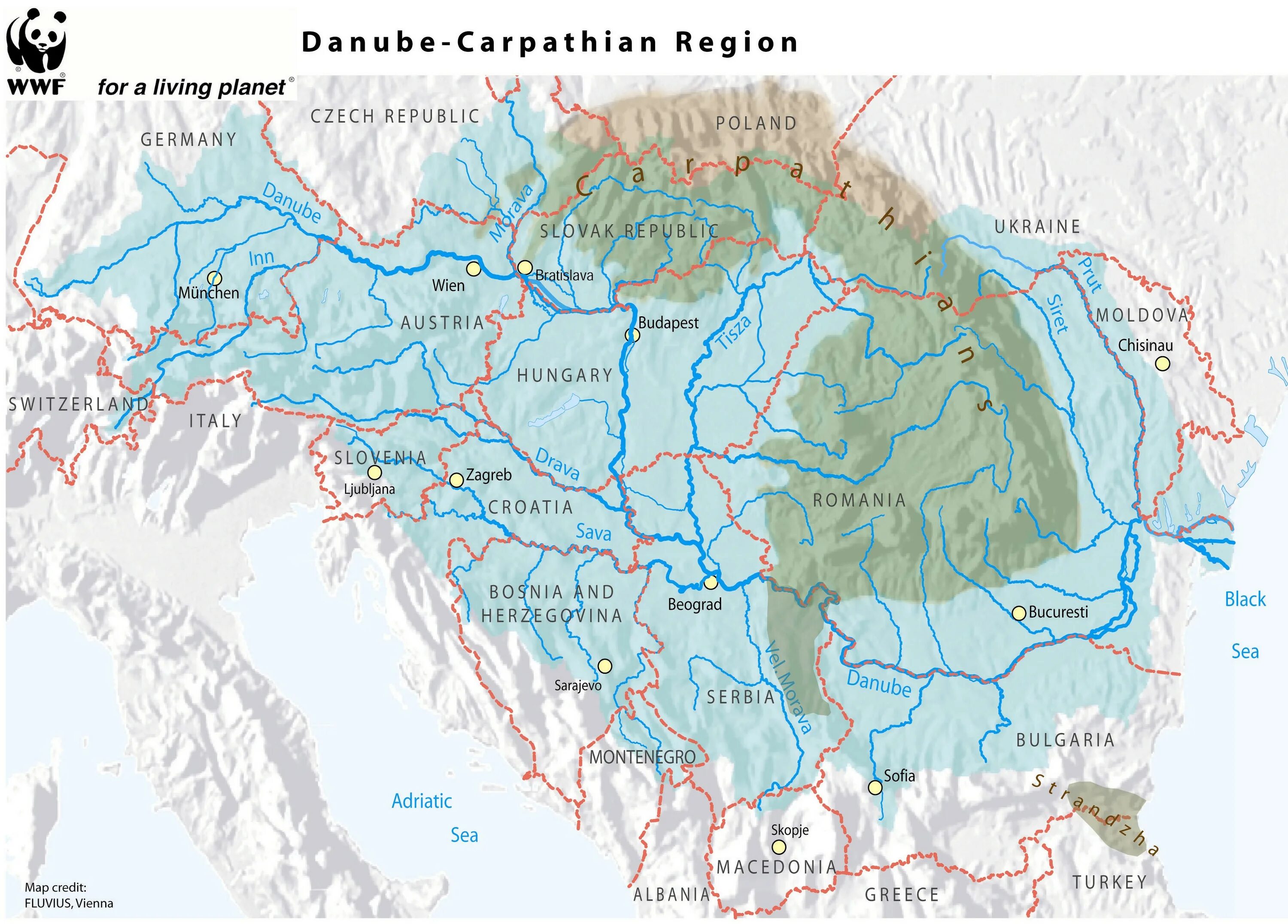 Страны через которые протекает дунай. Бассейн реки Дунай. Река Дунай на карте. Река Тиса на карте. Дунай и Карпаты на карте.