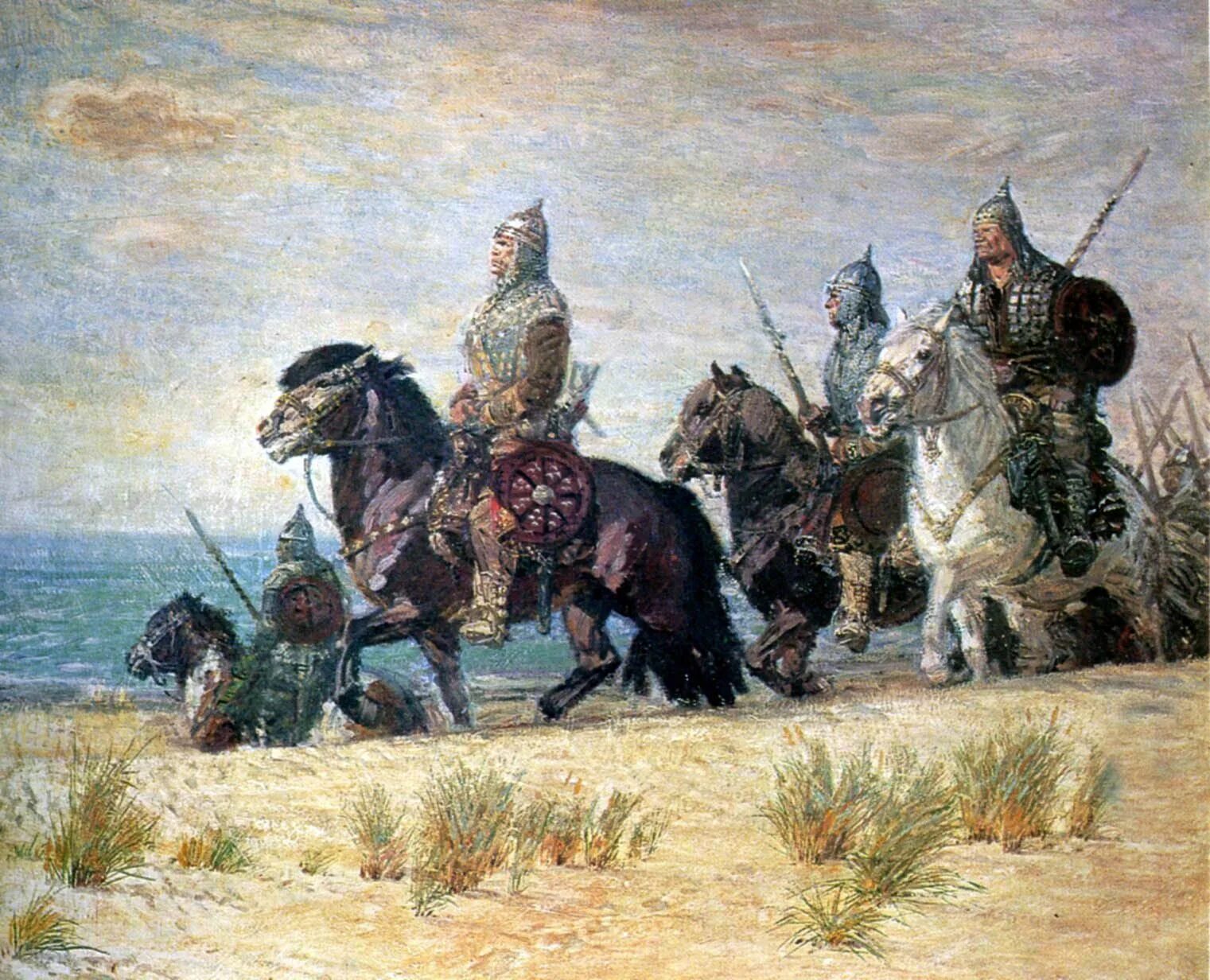 Едигер сибирский хан. На берегу кучум. 1895. Монгольский воин всадник. Хан кучум.