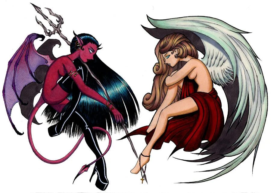 Ангел пляшет с демоном. Ангел и демон. Дьявол и ангел. Картинки ангелов и демонов. Ангелы и демоны знаков зодиака.