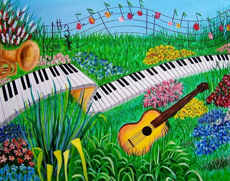 Рисовать песни. Музыкальный пейзаж. Музыкальное рисование. Музыкальная Полянка с инструментами. Музыкальные краски.