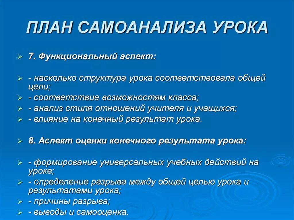 План самоанализа урока. Структура самоанализа. Структура самоанализа урока. Влияние на конечный результат урока. Общие результаты урока