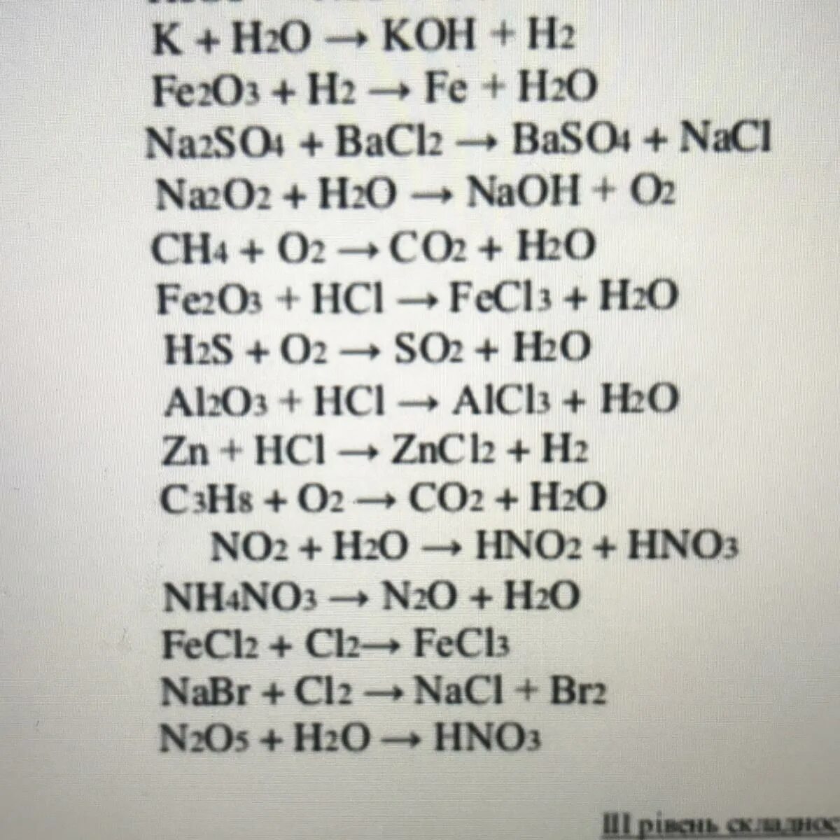 K h2o koh h2