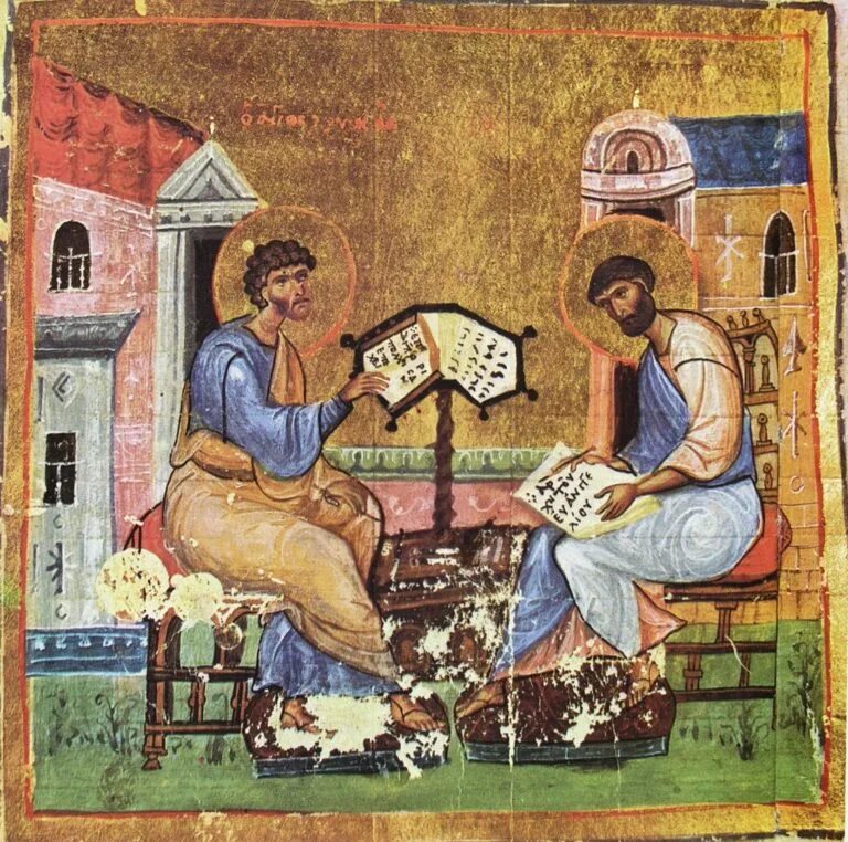 Писать св. Евангелист Матфей, миниатюра Евангелия Афины.