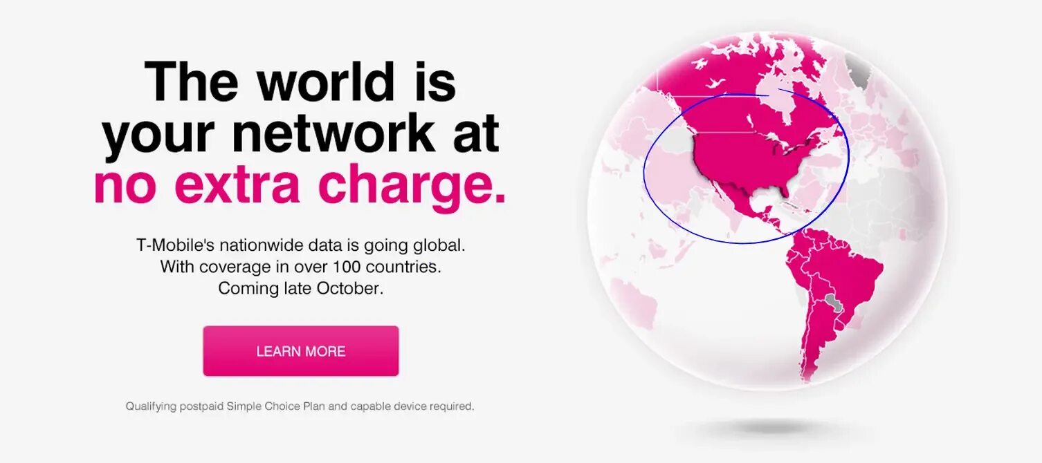 World go day. Global data. Extra charge. T-mobile roaming. T-mobile Advert roaming.