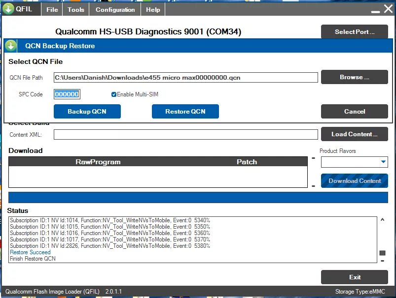 Qualcomm download Tool. QPST Tool. QFIL. QCN Editor.