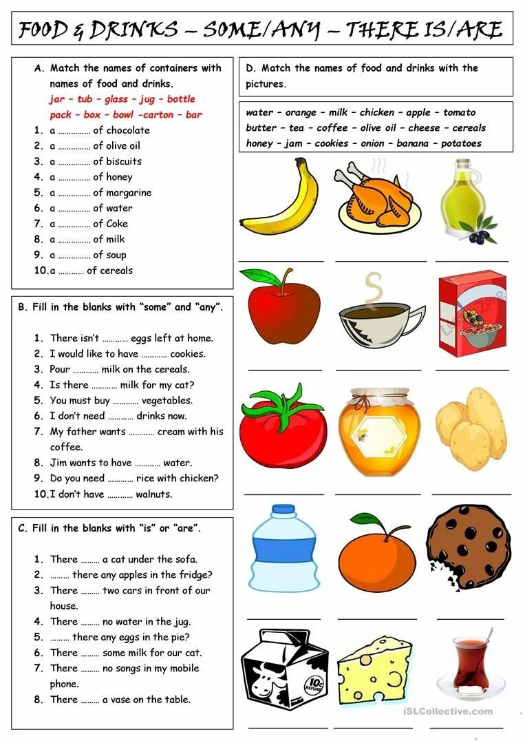 Food and drinks tasks. Food Drinks some/any there is/are. Упражнения на some any no в английском языке. Some any Worksheets продукты. Упражнения на тему food.