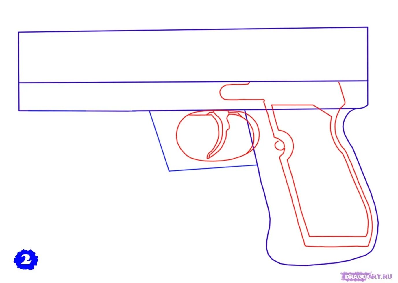Поэтапное рисование пистолета. Оружие поэтапно