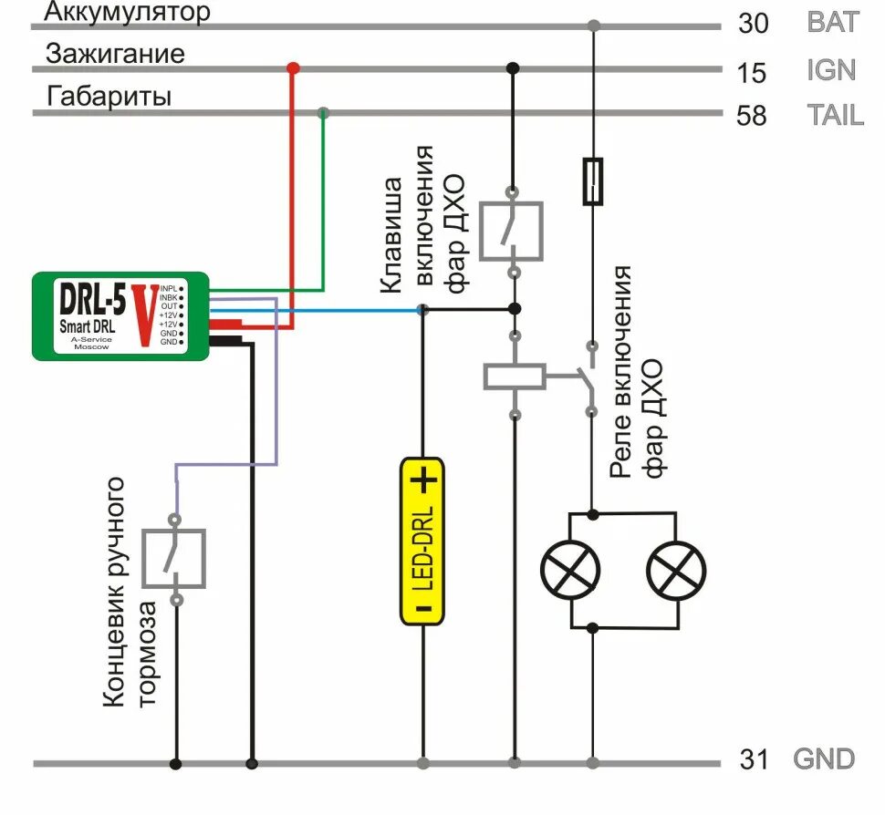 DRL Controller схема подключения. Схема подключения контролера ходовые огни. Схема подключения контроллера ходовых огней.