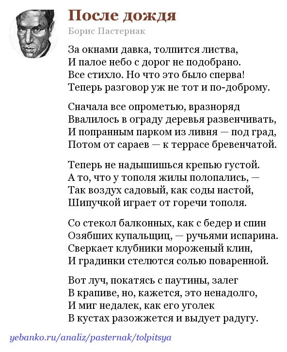 Б л пастернак анализ. После дождя стихотворение Пастернак. Стихотворения б.л. Пастернака «после дождя»,. Анализ стиха после дождя Пастернак.