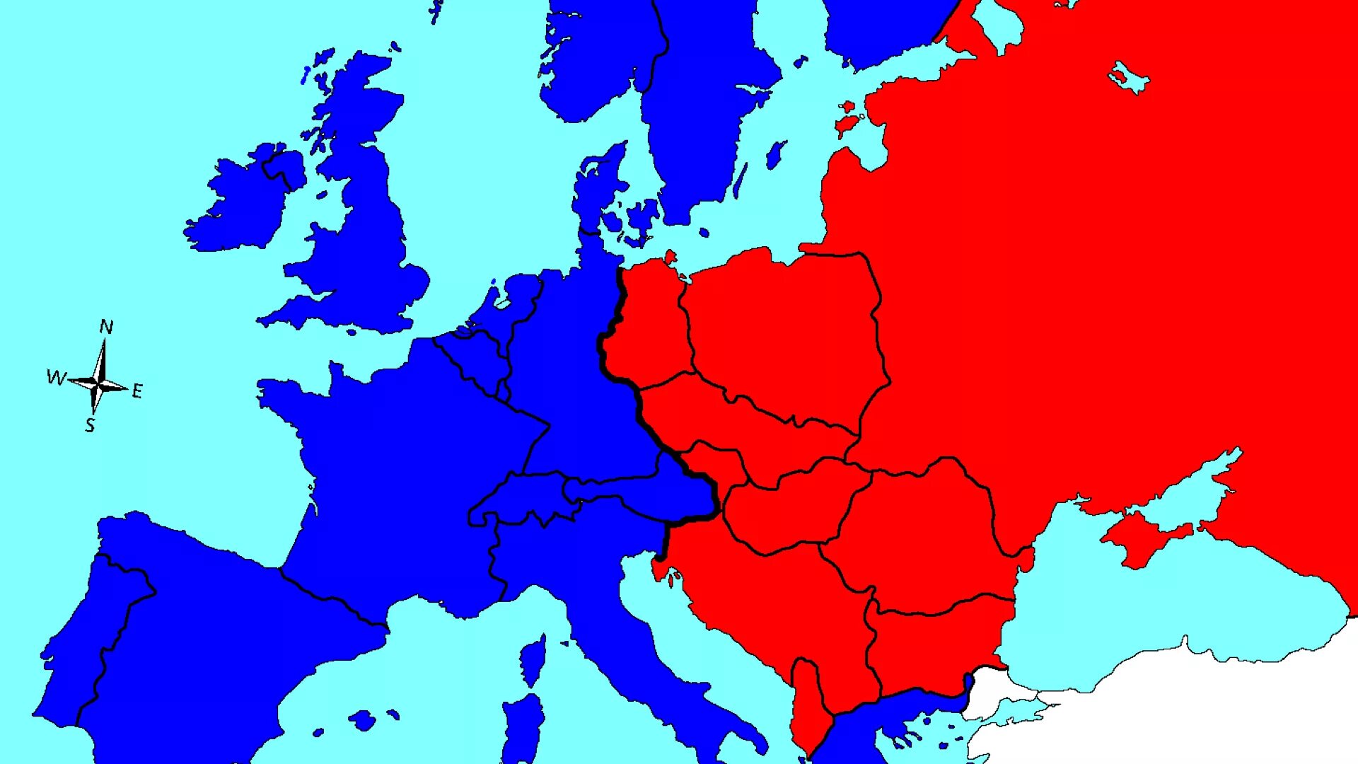 Карта Европы 1946. Карта Европы 1945 года. Раскол Европы карта 1945.