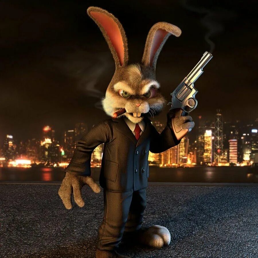 Фотки игры зайчик. Крутой заяц. Кролик с пистолетом.