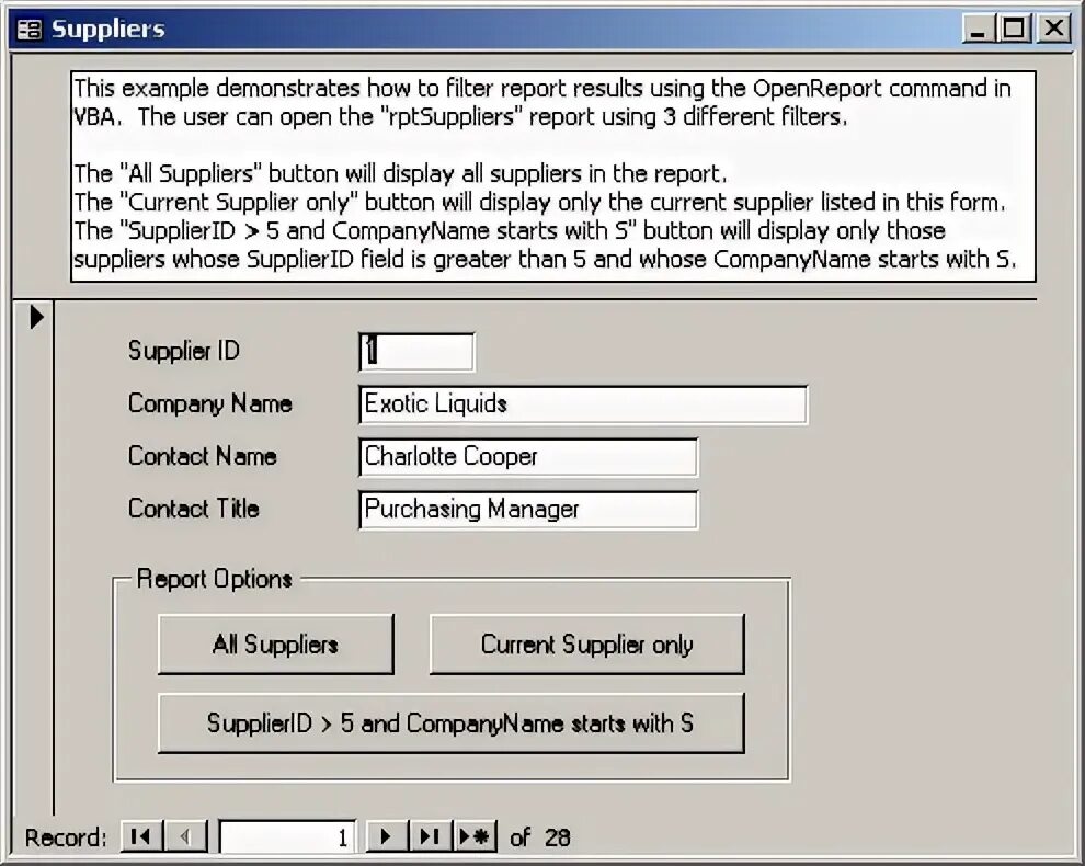 Form filter. Form filter