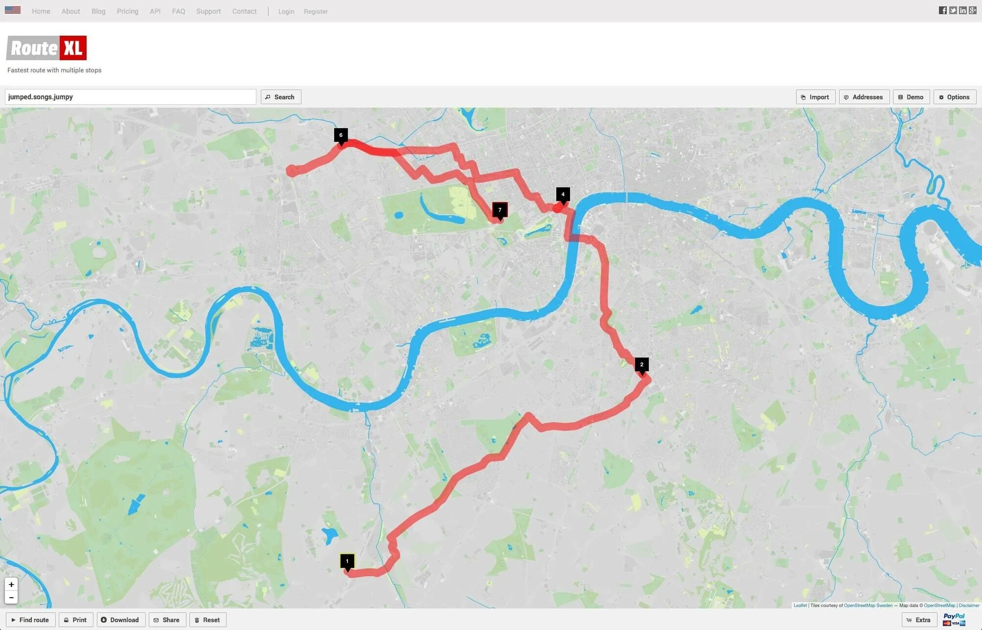 Find route. Google maps route. route plan. route print.