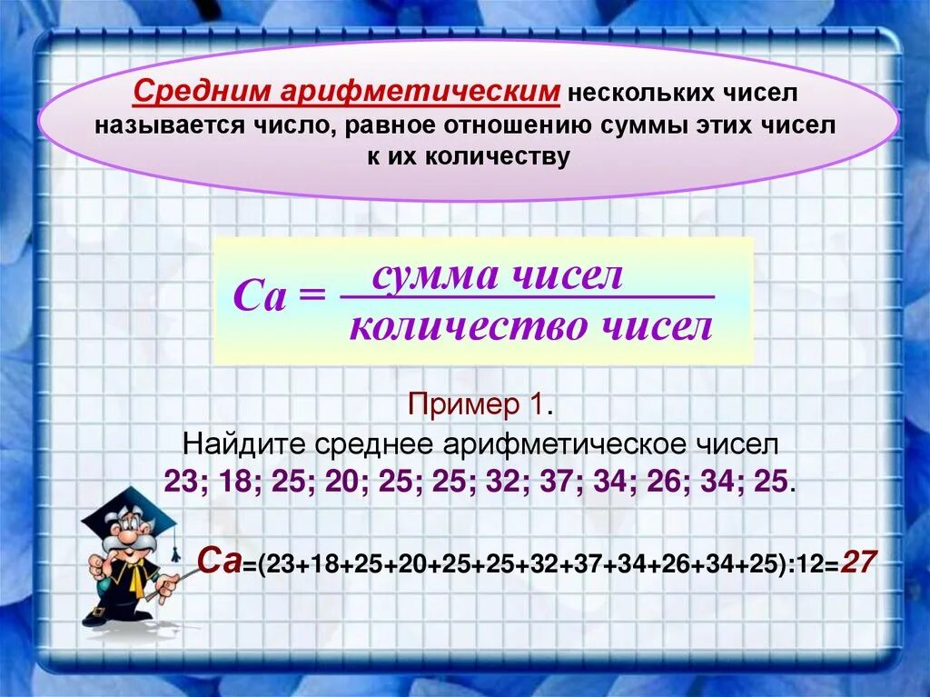 Среднее первых 50 натуральных чисел