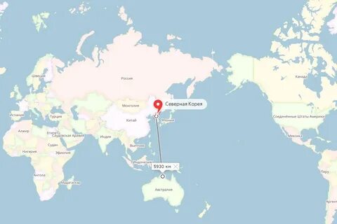 Сколько км от северной кореи до сша