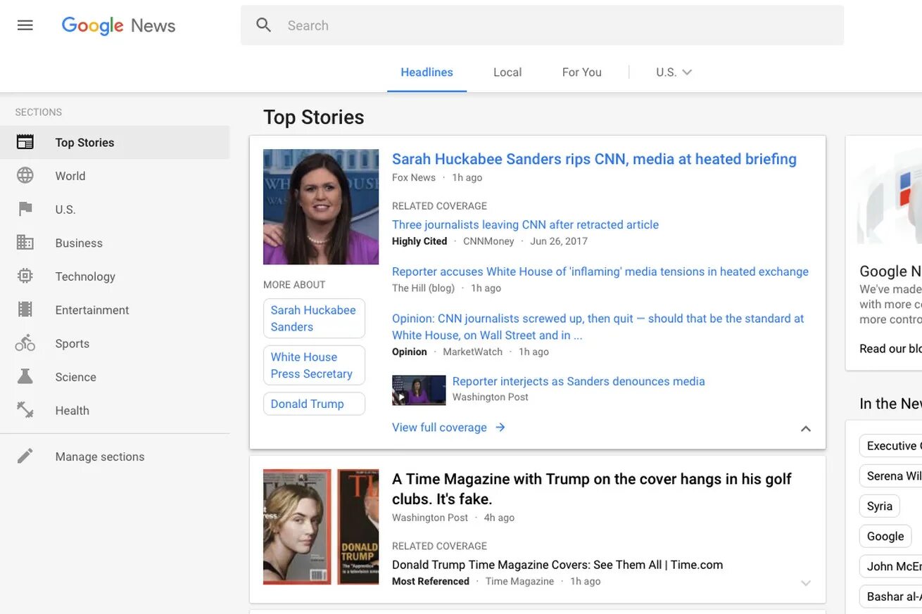 Google News. New look Google.
