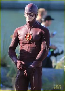 Grant Gustin got dressed back into his costume for CW's The Flash, and...