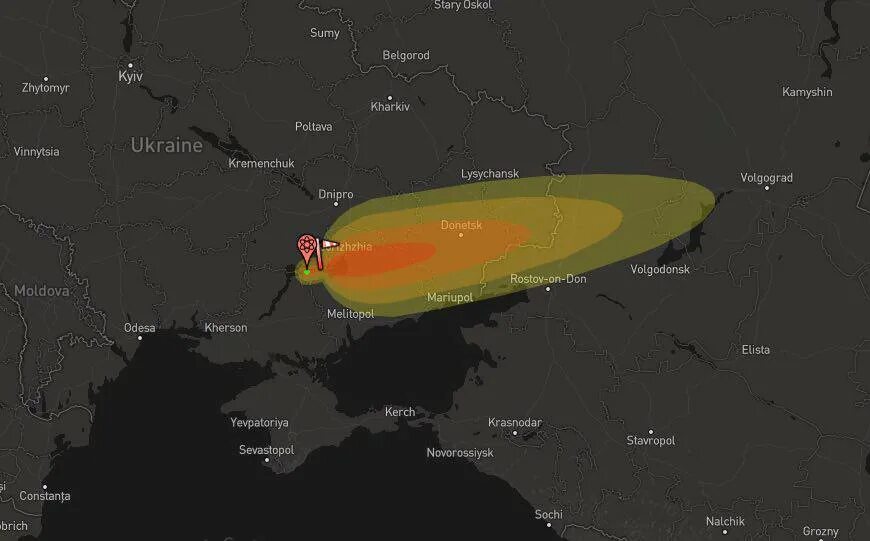 Если взорвется запорожская аэс зона поражения. Карта радиуса поражения Запорожской АЭС. Зона поражения Запорожской АЭС. Запорожская АЭС на карте. Карта распространения радиации Запорожская АЭС.