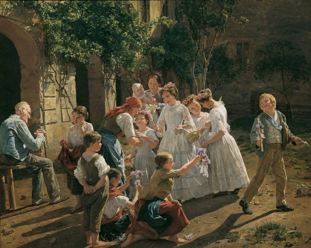 Картины художников 19 века. Вальдмюллер Фердинанд Георг (1793-1865). Австрия.. Фердинанд Георг Вальдмюллер. Художник Фердинанд Георг Вальдмюллер. Вальдмюллер Фердинанд Георг Рождественское утро 1844.
