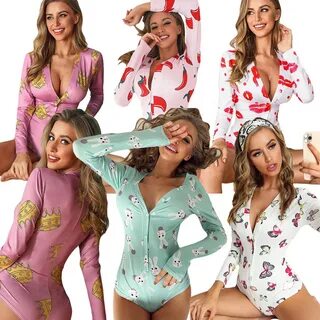 Sleeve Nightwear Sexy Button Up Adult Onesies,Fall Onesies,Women Onesies Pa...