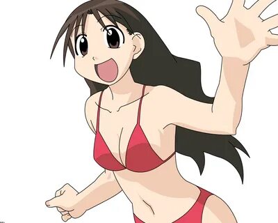 azumanga daioh brown eyes brown hair swimsuit tanizaki yukari white konacha...