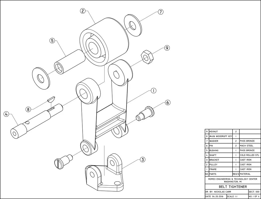Assembly drawing. Belt tightener wheel. assembly drawing samples. saddle assembly l623900 enerpac drawing.