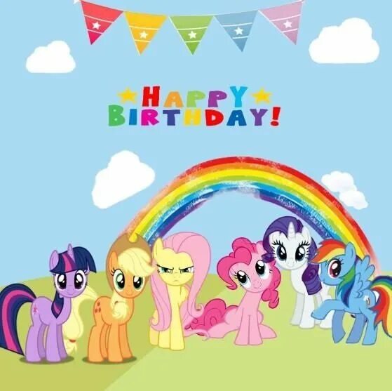 Литл пони день рождение. С днем рождения пони. MLP С днем рождения. Плакат на день рождения пони. С днем рождения Радуга.