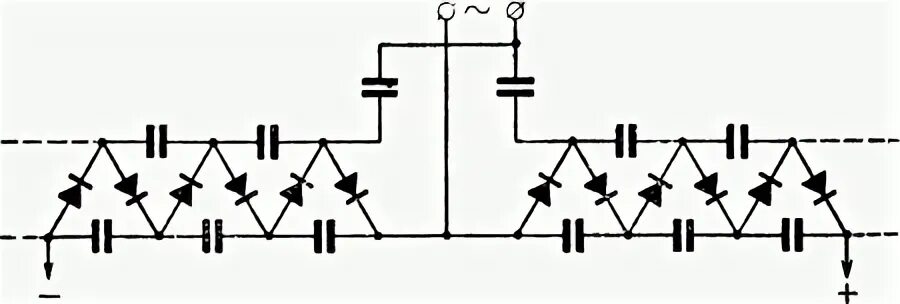 Умножитель напряжения ун9/27-1.3. Электрическая схема умножителя напряжения. Схема высоковольтного умножителя напряжения. Двухполупериодный выпрямитель умножитель напряжения схема.