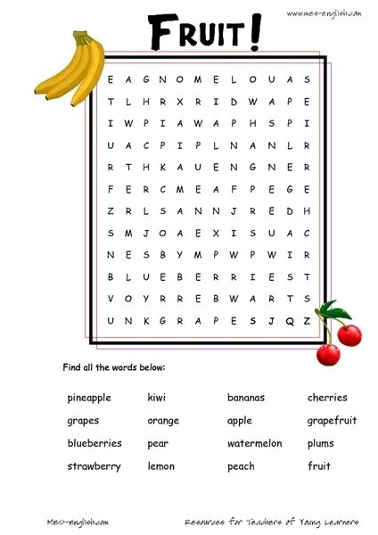 Fruits and Vegetables Wordsearch for Kids. Vegetables Wordsearch for Kids. Fruit Wordsearch for Kids. Word search Fruit and Vegetables for Kids.