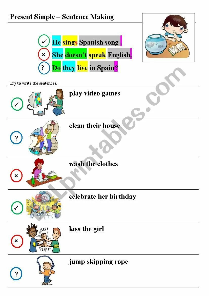 Simple sentence exercises. Simple sentence exercises