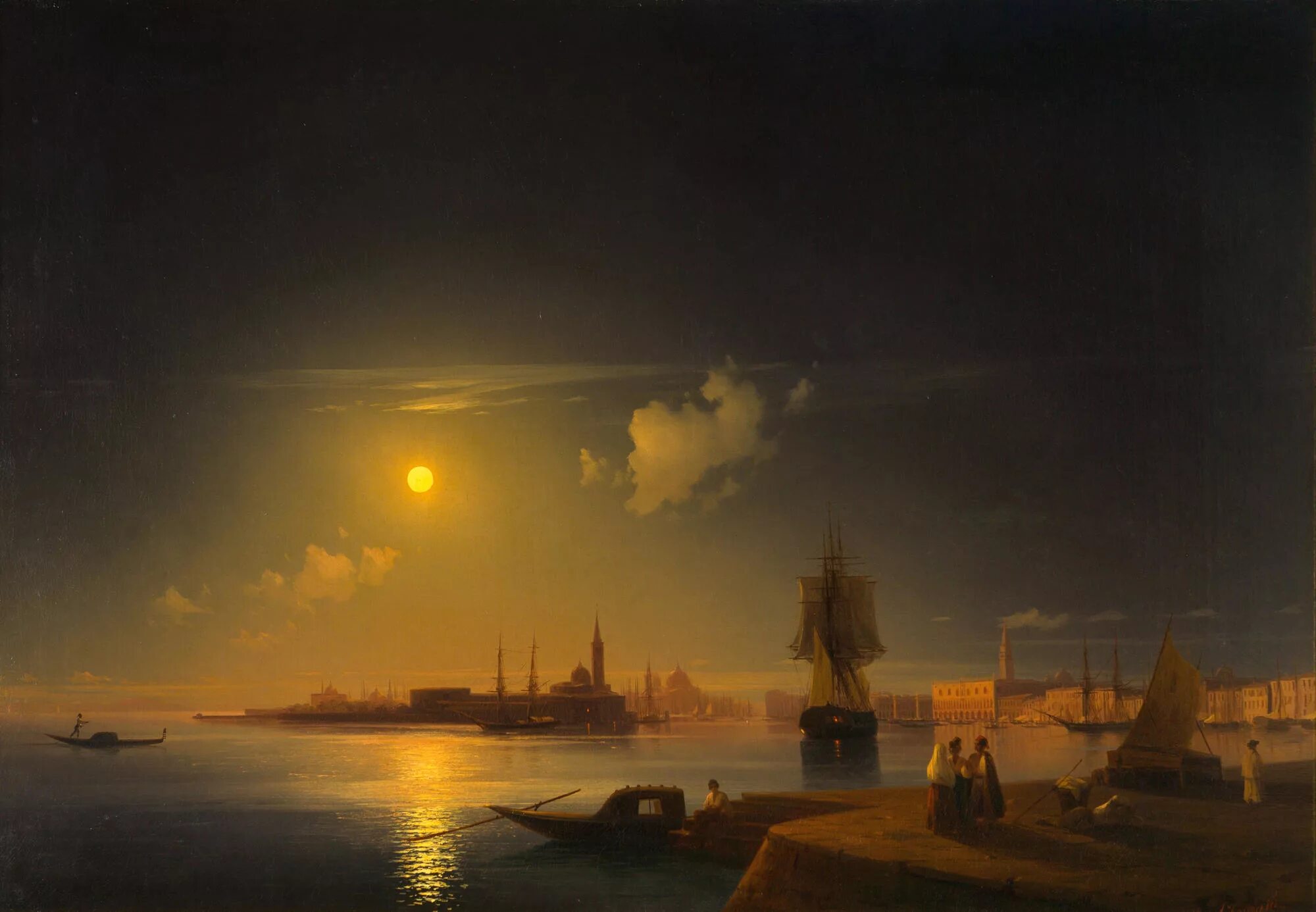Картина ночные пейзажи айвазовского. Айвазовский ночь в Венеции 1847. Ночь в Венеции картина Айвазовского.