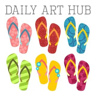 Colorful Flip Flops Clip Art Set - Daily Art Hub - Free Clip Art Ever...