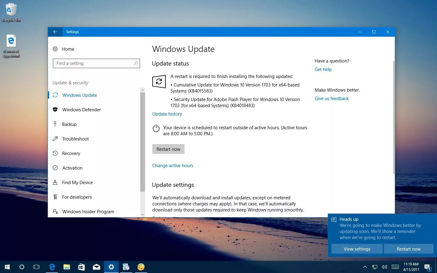 Cumulative update. Виндовс 1703. Windows 10 Version 1703. Фото Windows 10 1703. Пуск виндовс 10 1703.