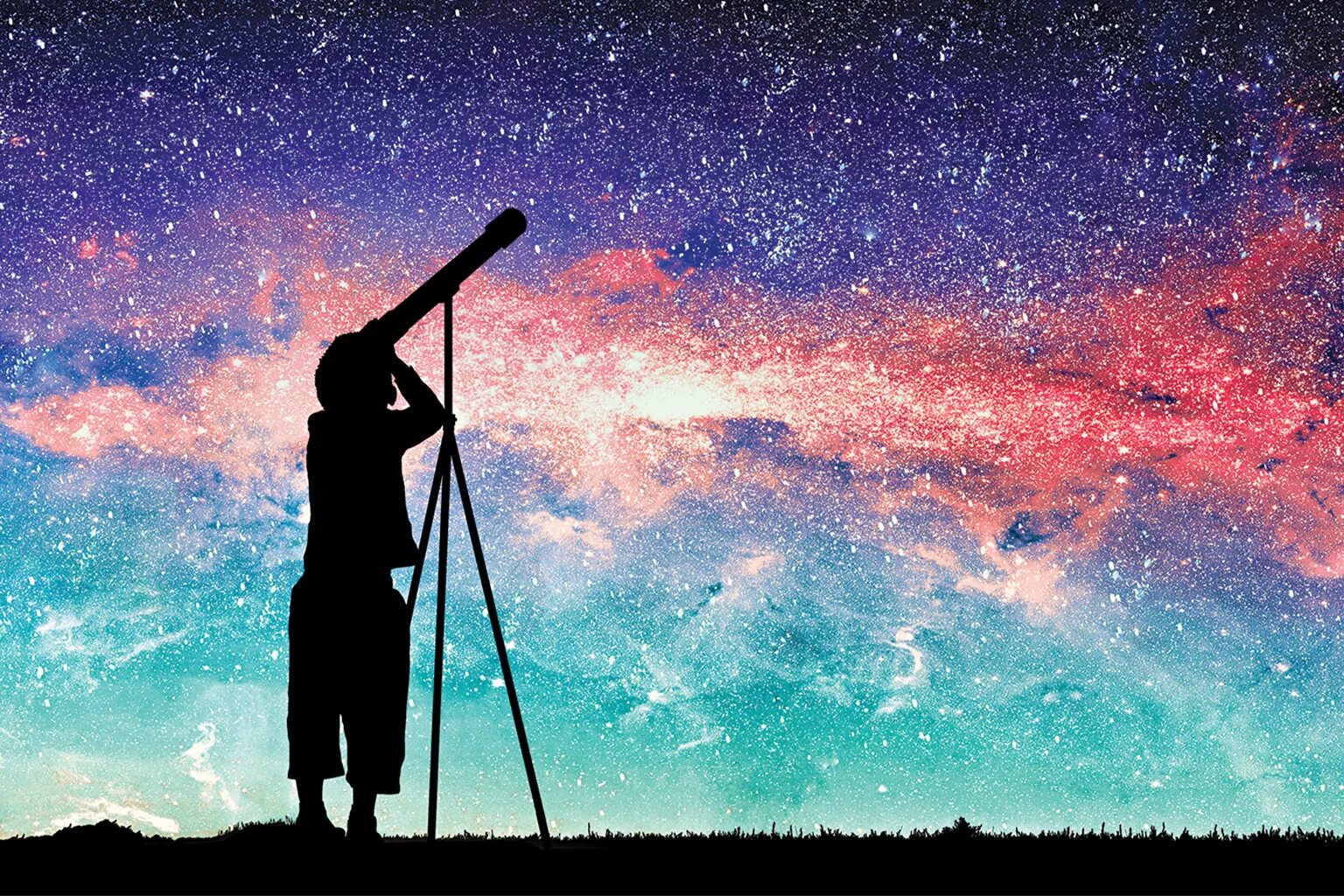 Девочка смотрит в телескоп в ночное небо. Дети смотрят на небо в телескоп картинка.