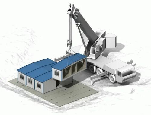 Демонтаж модульного здания. Кран модульного строения. мобильная строительная система. перевозка блок модулей.