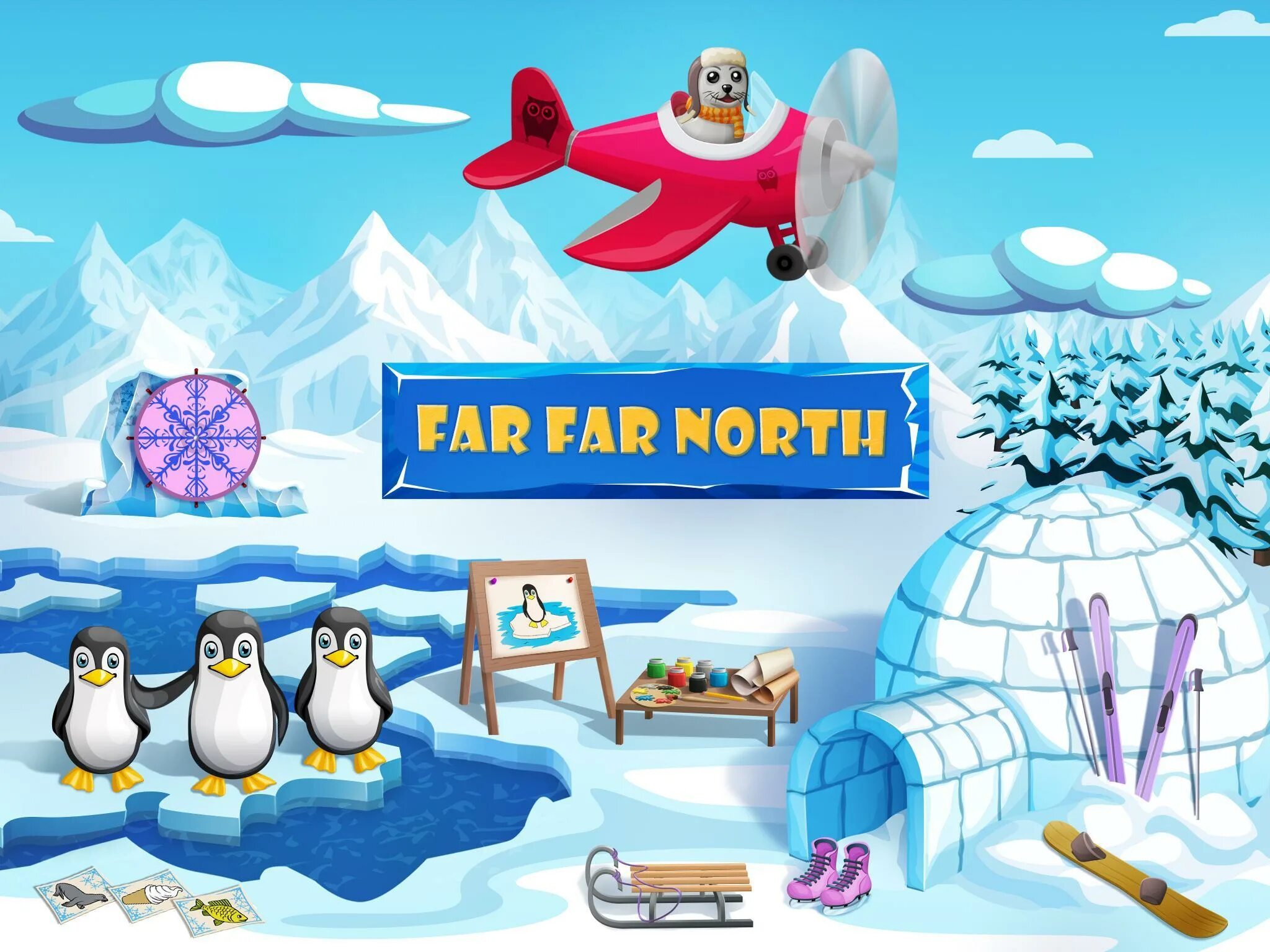 Far North. Игра головоломка про пингвинов и рыб на Северном полюсе. Far North вода. Farther north