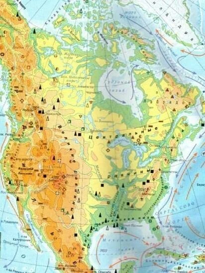 Физическая карта Северной Америки. Карта гор и равнин Северной Америки. Физическая карта Северной Америки 7 класс.