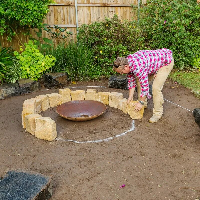 tree ring fire pit - Google Search Cheap outdoor fire pit, Fire pit landscaping,