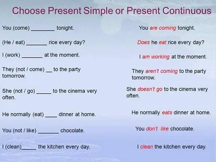Present continuous choose the correct option