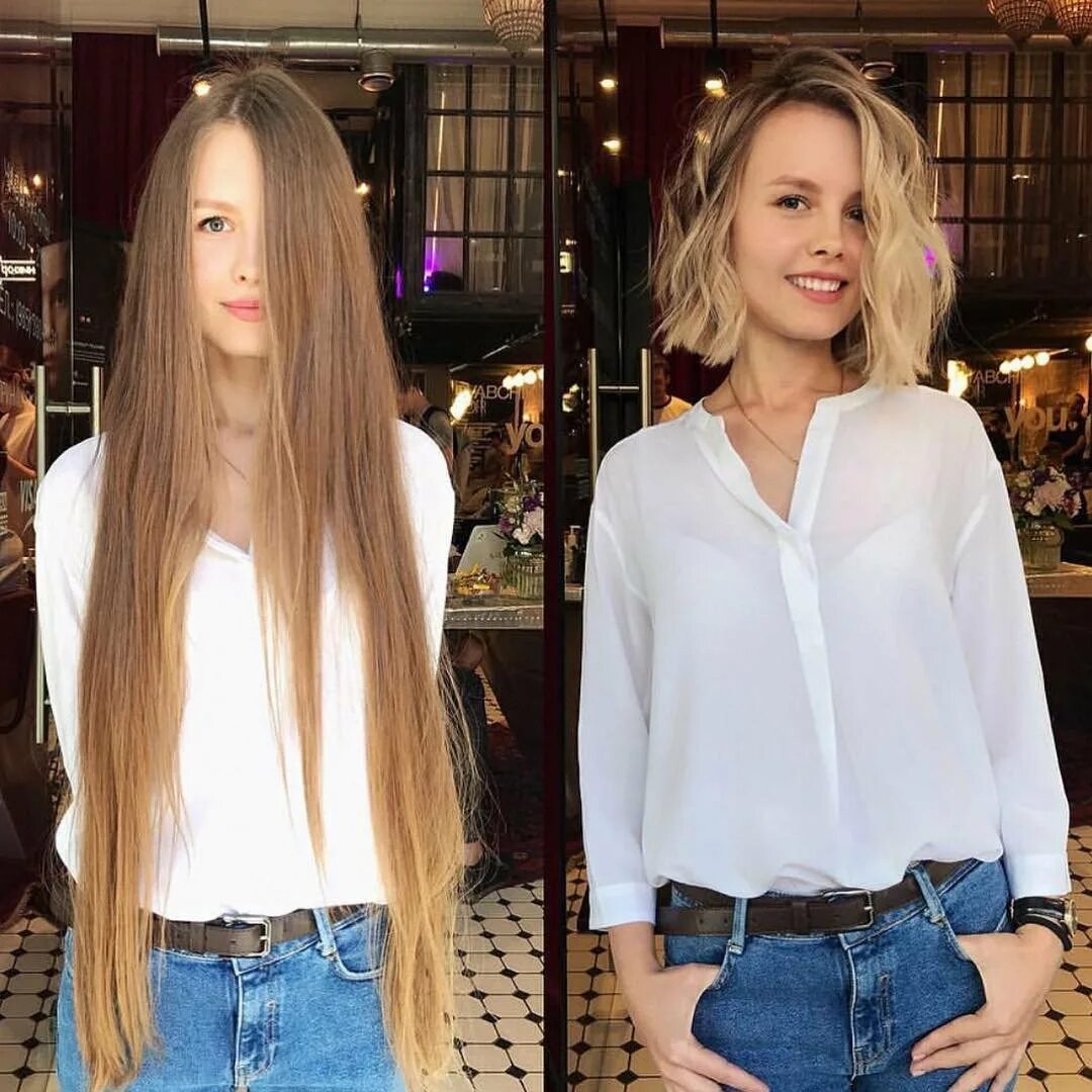 Стоит ли отрезать волосы. Обрезать длинные волосы. Прически до и после. Стоит ли отрезать волосы. До и после стрижки длинных волос.