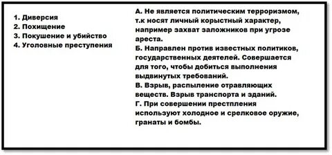 Контрольная работа по обж 9 класс терроризм