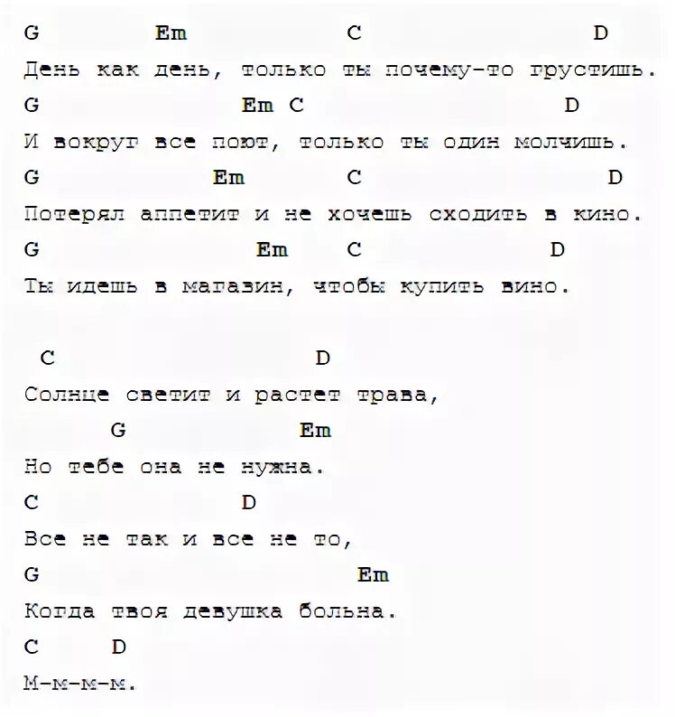 Песня цоя когда твоя. Когда твоя девушка больна аккорды. Твоя девушка больна аккорды. Девочка больна аккорды. Девушка больная акклрыж.